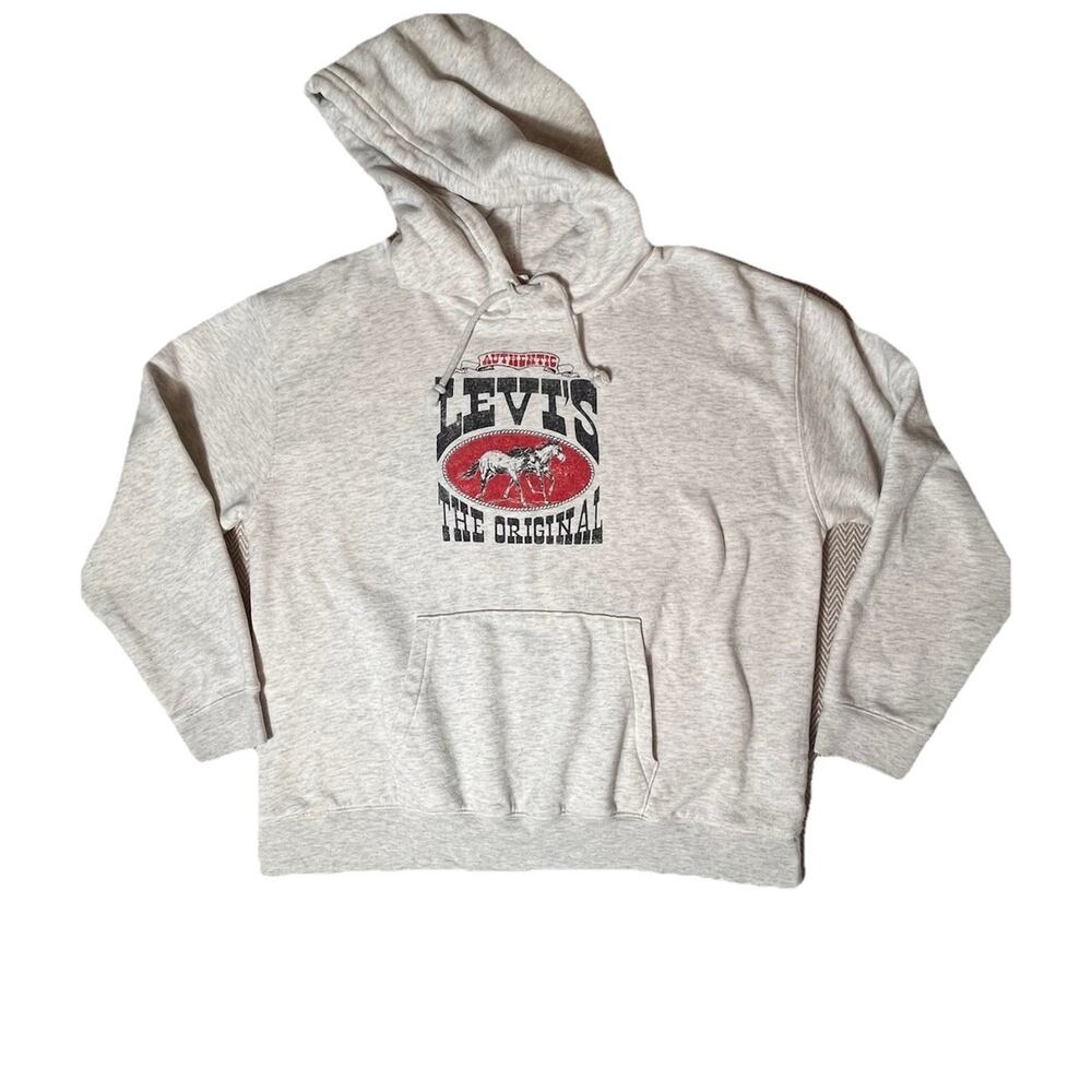 Levi’s Hoodie Large Gray Pullover Sweatshirt‎ The Original Logo Graphic